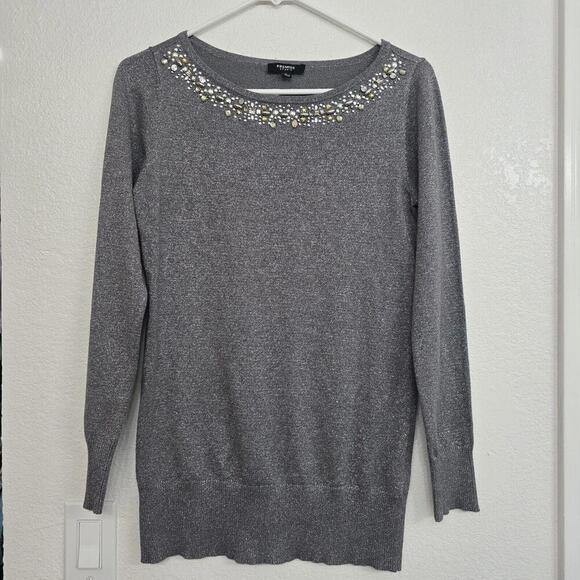 Premise Sweaters - Premise Sweater  Silver Metallic Sequin Crewneck
